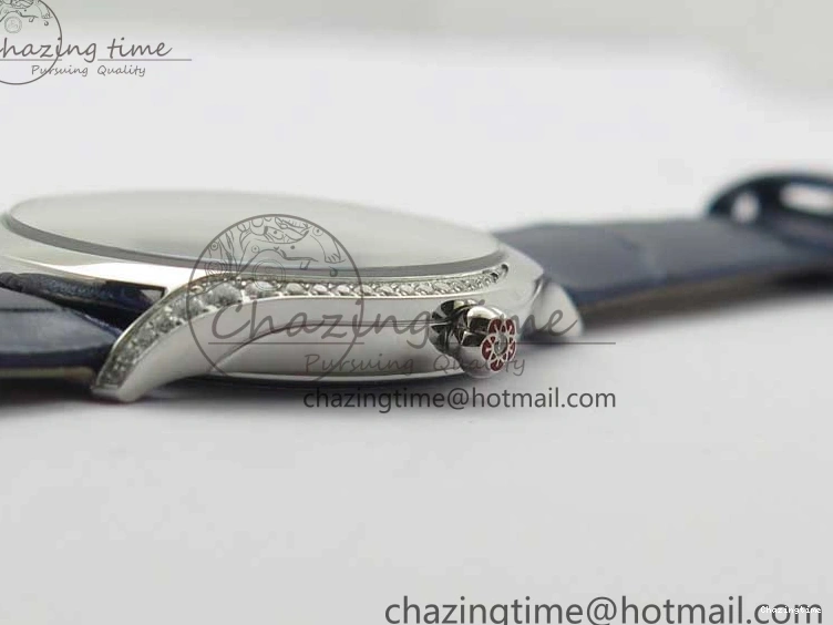 0422 Ladies’ De Ville Trésor Diamond Blue Dial Blue Fabric Watch OXF 1:1 Best Edition Swiss Quartz Upgraded 7892